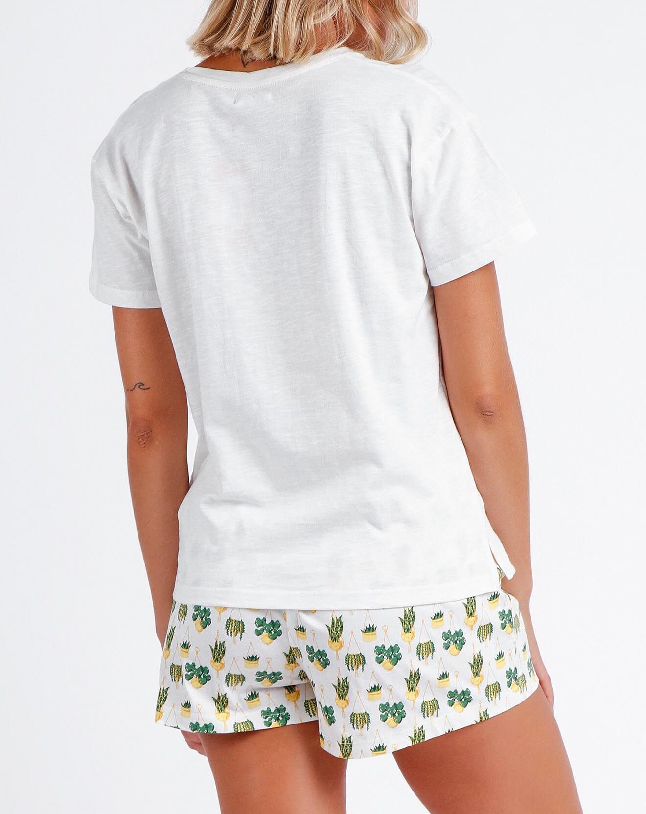 Admas Pyjama T-Shirt & Short Valentina blanc cassé