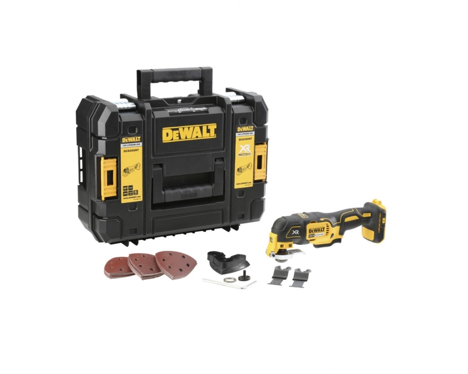DeWALT DCS355NT 18V Li-Ion Accu multitool body   35 delige accessoireset in TSTAK - koolborstelloos