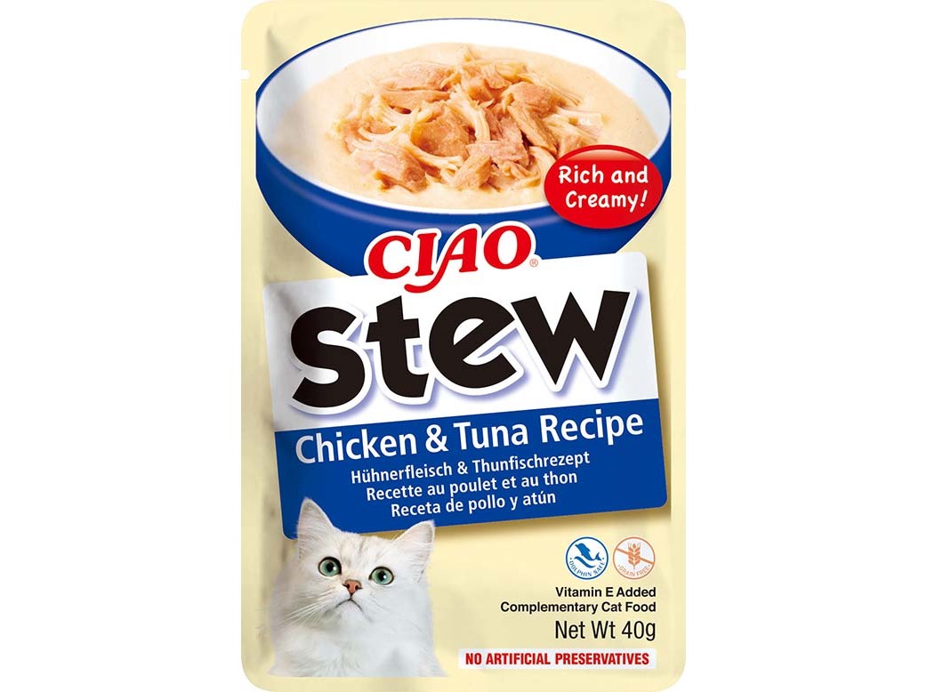 COMIDA HÚMIDA GATO CIAO STEW FRANGO / ATUM 40G