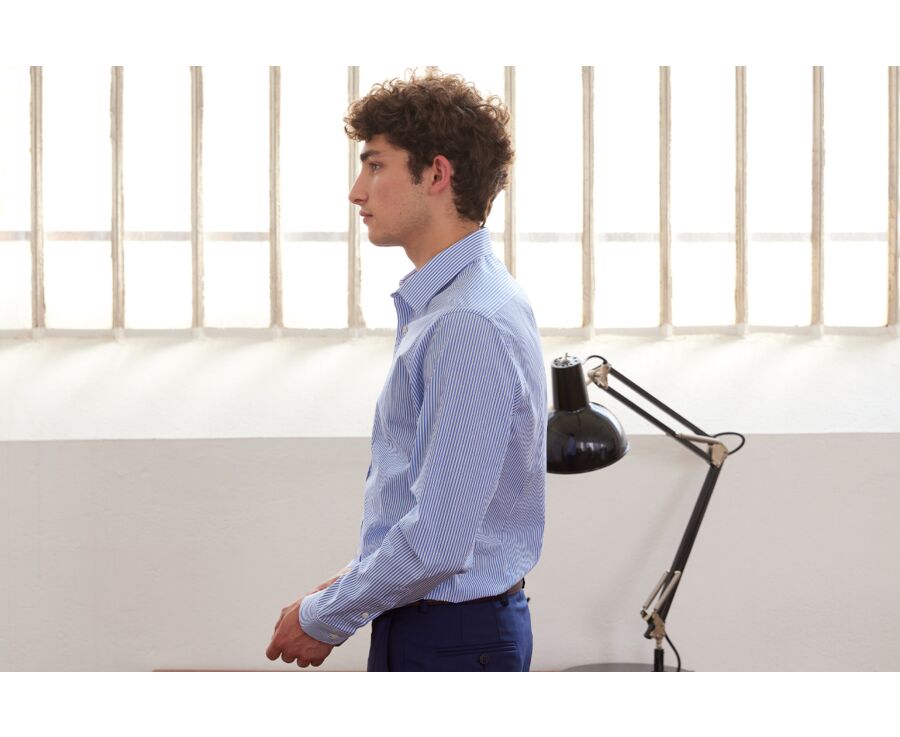 Chemise coton rayée bleu et blanc - MAXIMILIEN