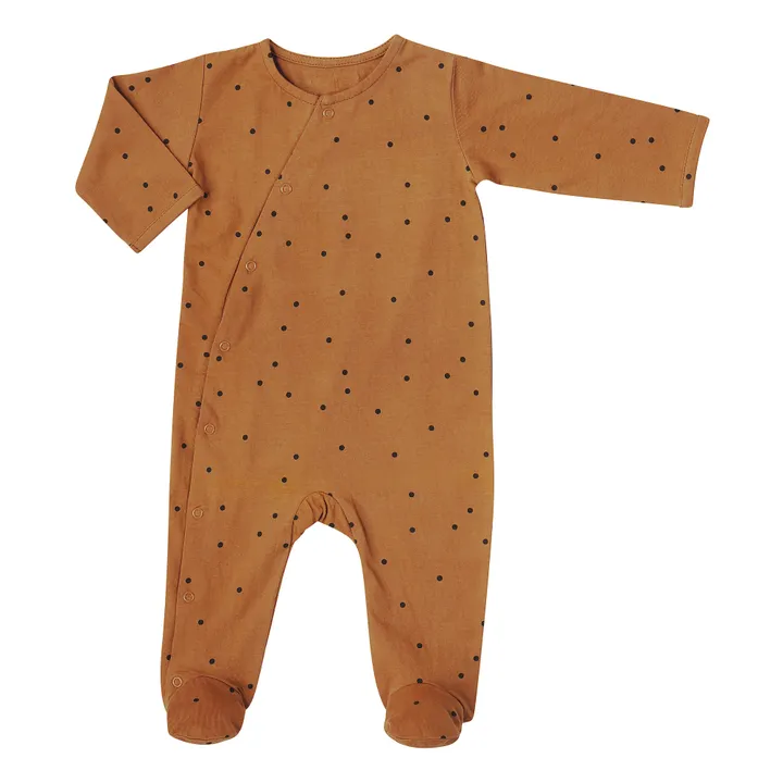 Bonjour Little Combinaison à Pied Dots Coton Bio | Camel