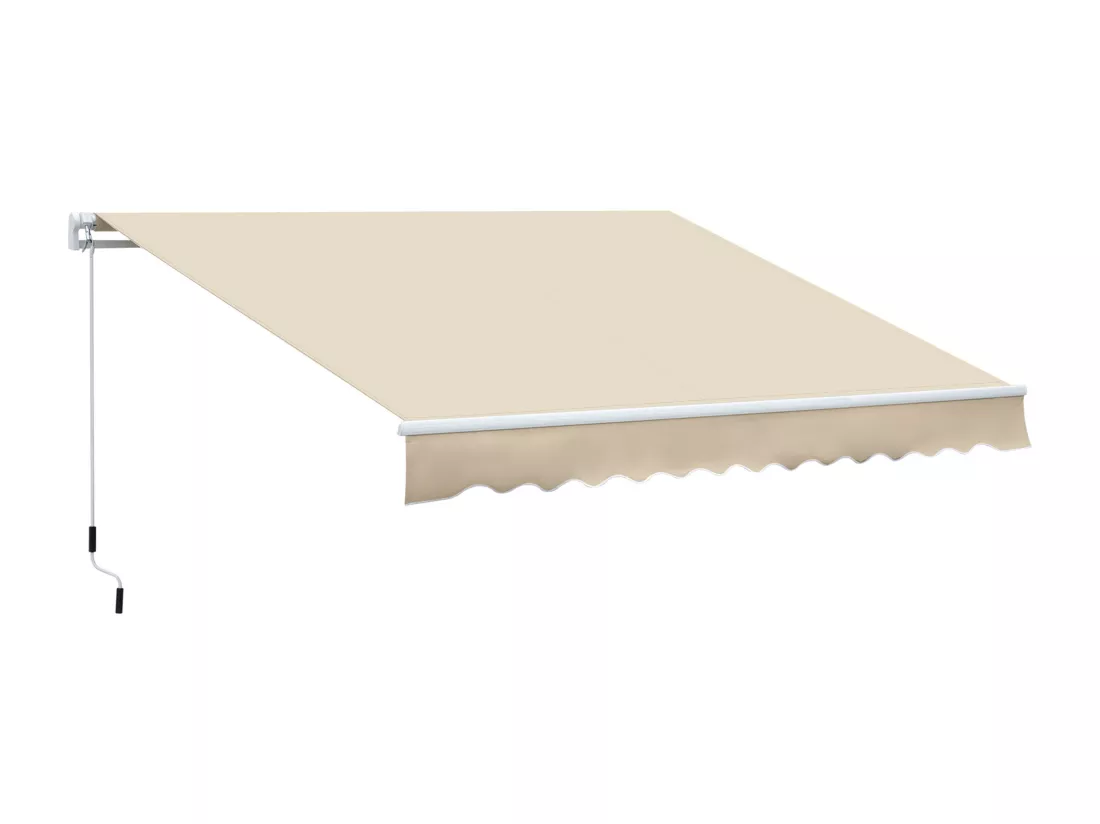 Store banne manuel rétractable aluminium polyester imperméabilisé 3,5L x 2,5l (avancée) m beige