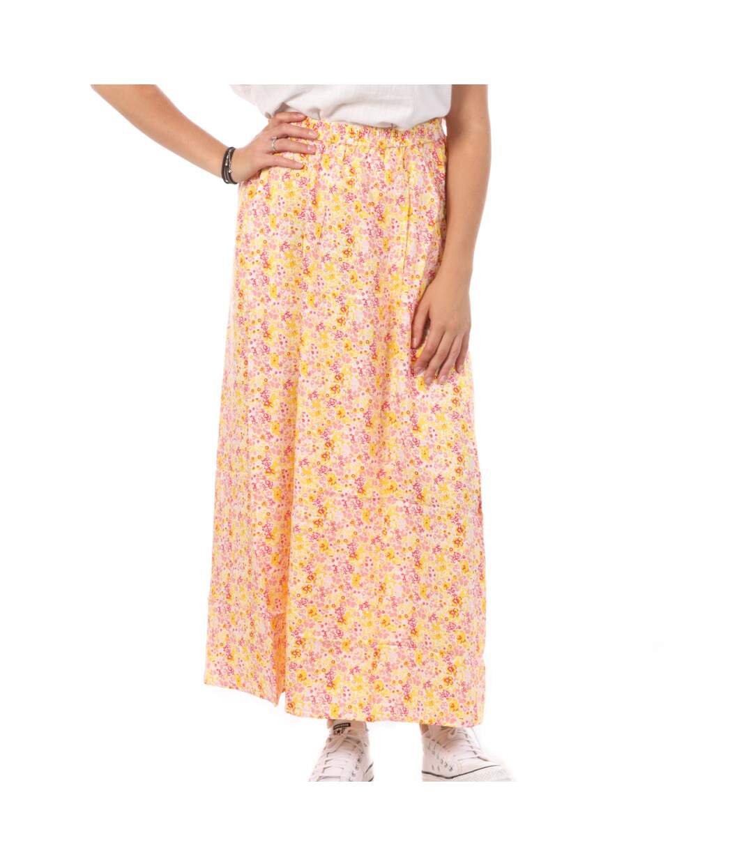 Jupe Longue Jaune/Rose Femme Vero Moda Maxi