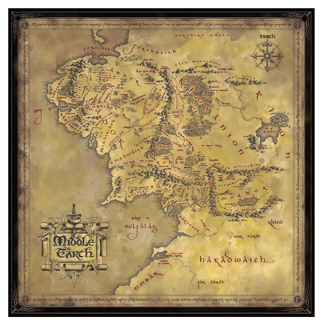 Puslespill 1000 brikker LOTR - Midgårdskart