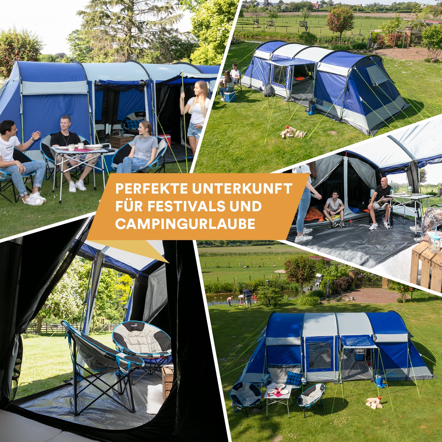 Skandika Montana 8 Sleeper blauwe Tunneltent