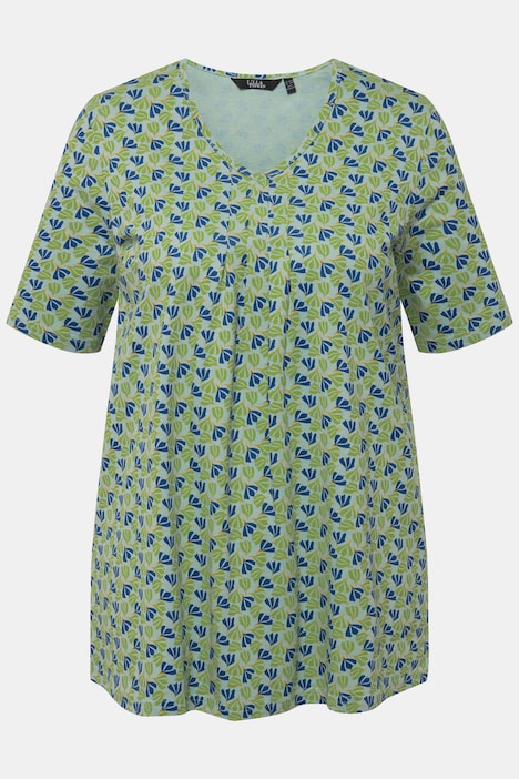 T-Shirt, Zierfalten, A-Linie, V-Ausschnitt, Halbarm