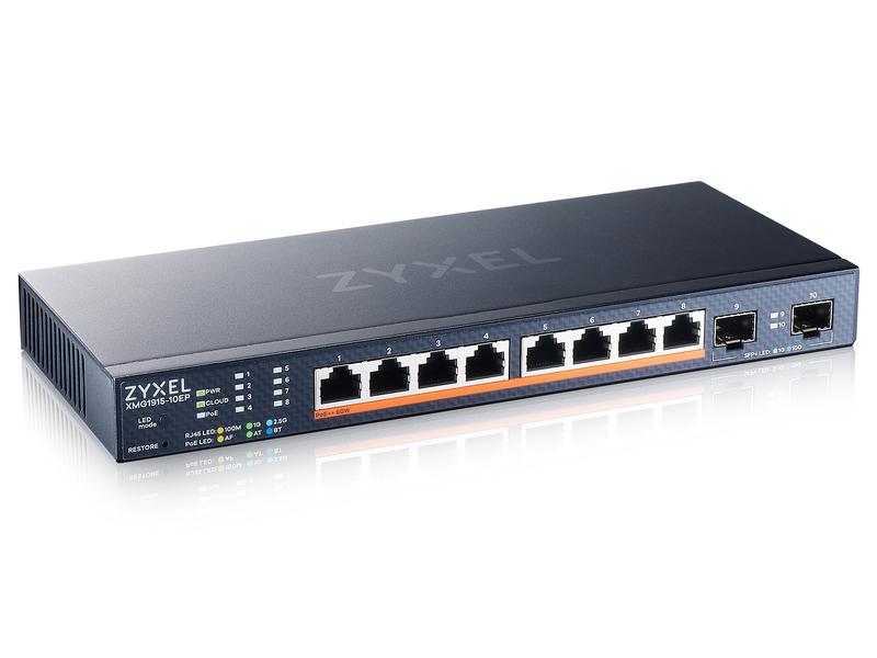Zyxel PoE   Switch XMG1915-10EP 10 Port 8-Port 2.5GbE Smart Managed PoE Switch mit 2 SFP  Uplink