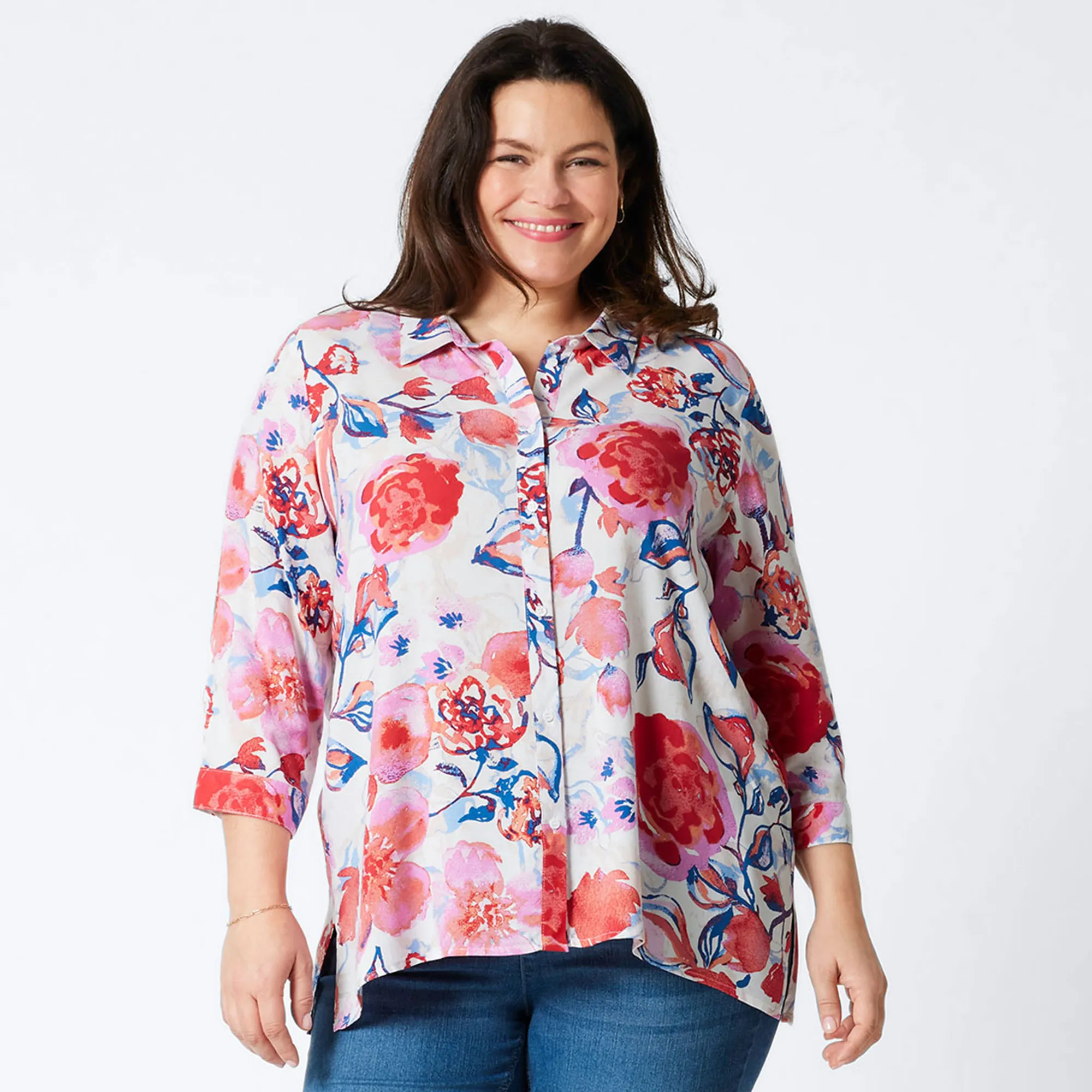 Damen-Bluse mit Blumenmuster, große Größen