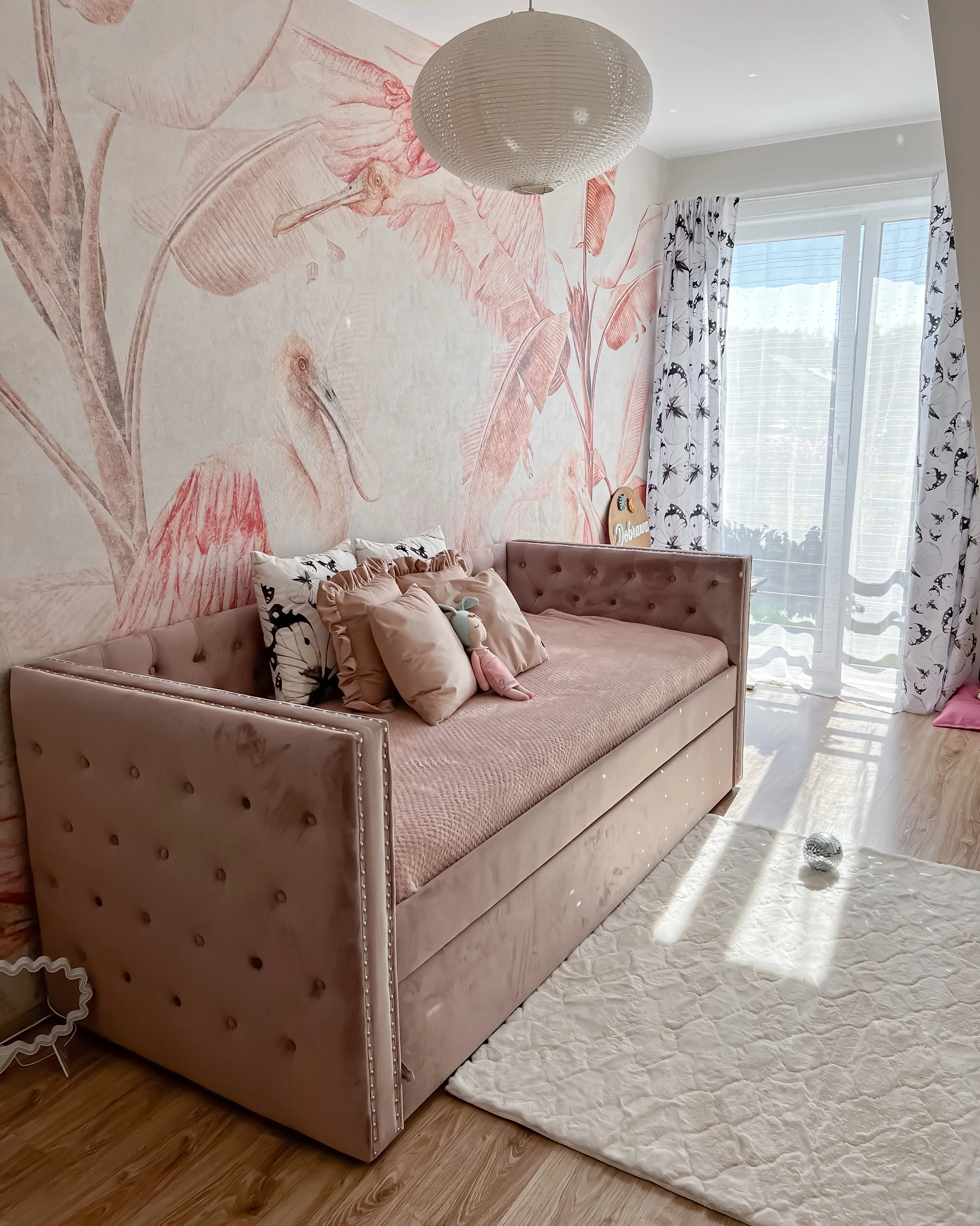 Onderschuifbed Fluweel GASSIN 90 x 200 cm Roze