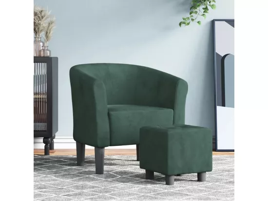 Chaise cabriolet avec repose-pied vert foncé velours