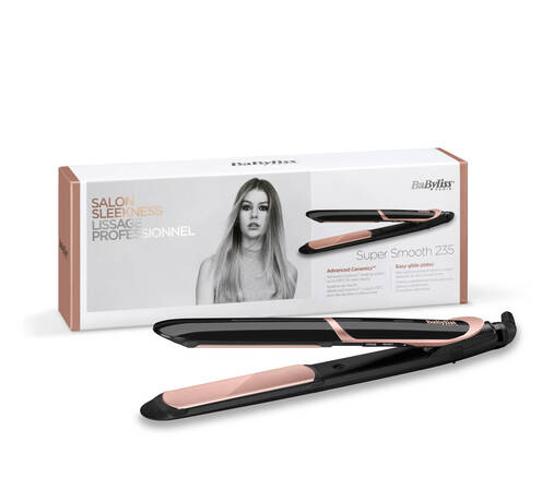 Super Smooth 235 Haarglätter Keramik Glätteisen Haar Streckeisen mit Ionenfunktion (ST391E) - Schwarz / Roségold