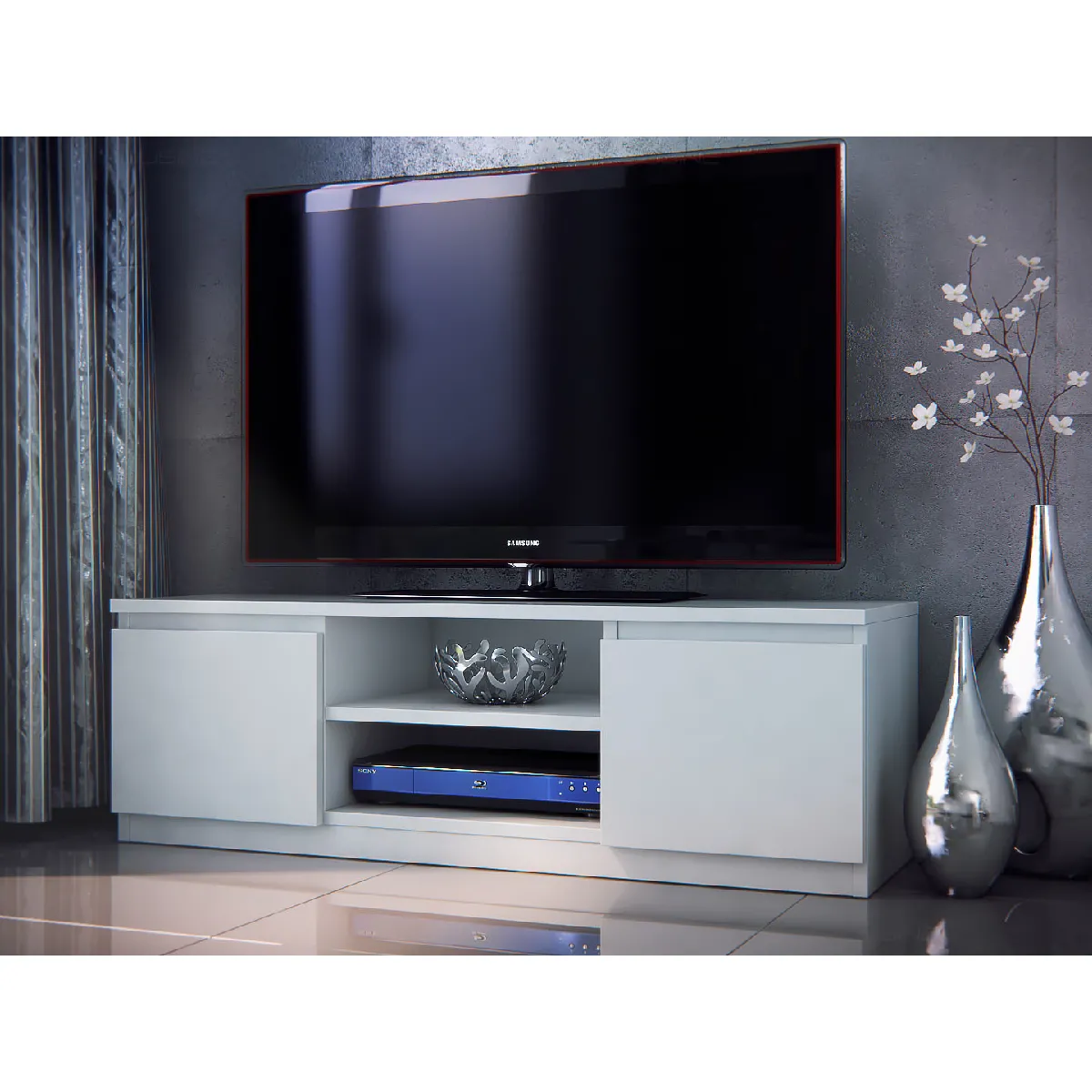 DUSINE Meuble TV Helil - Blanc MAT
