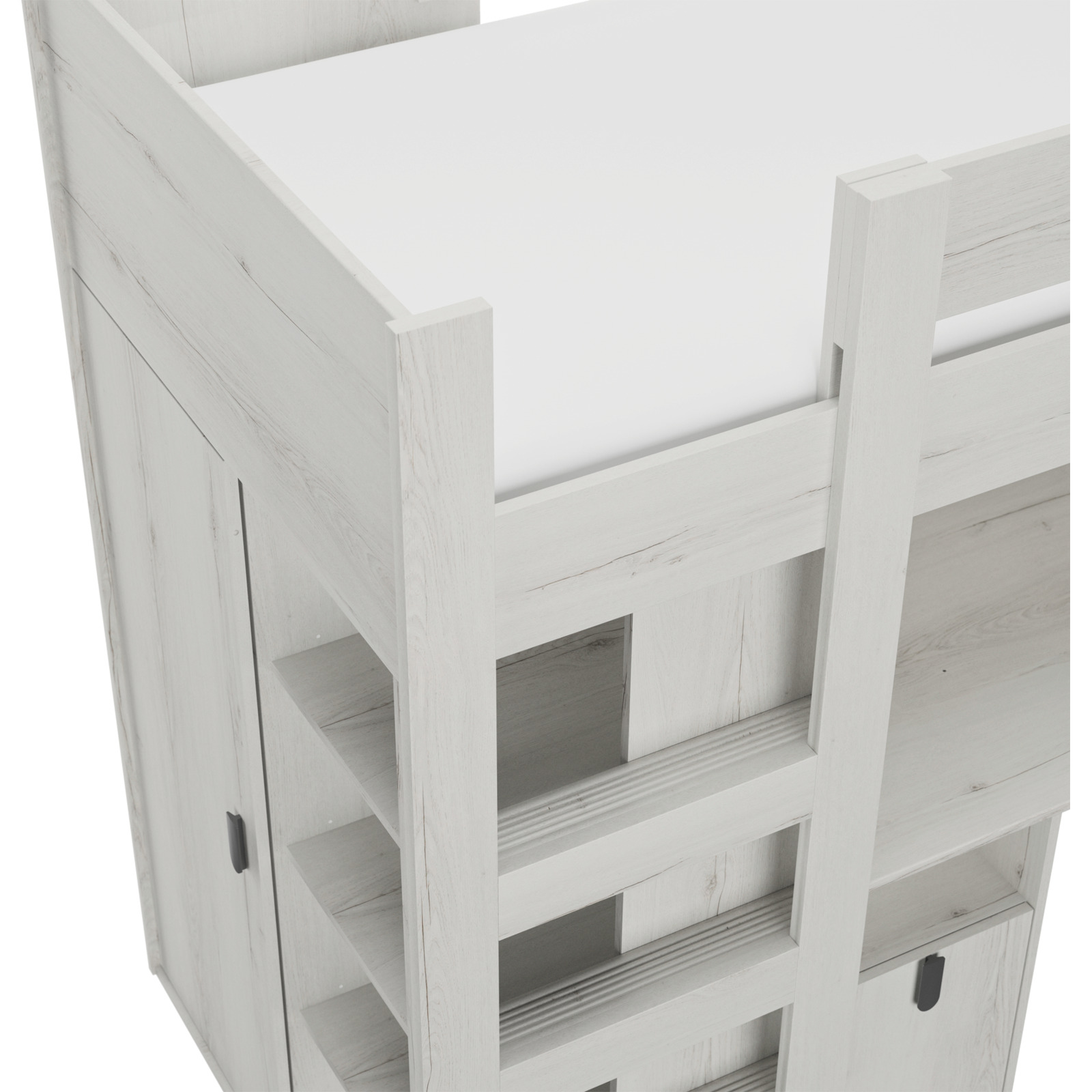 Hochbett Lugano Eiche weiss lasiert 90 x 200 cm