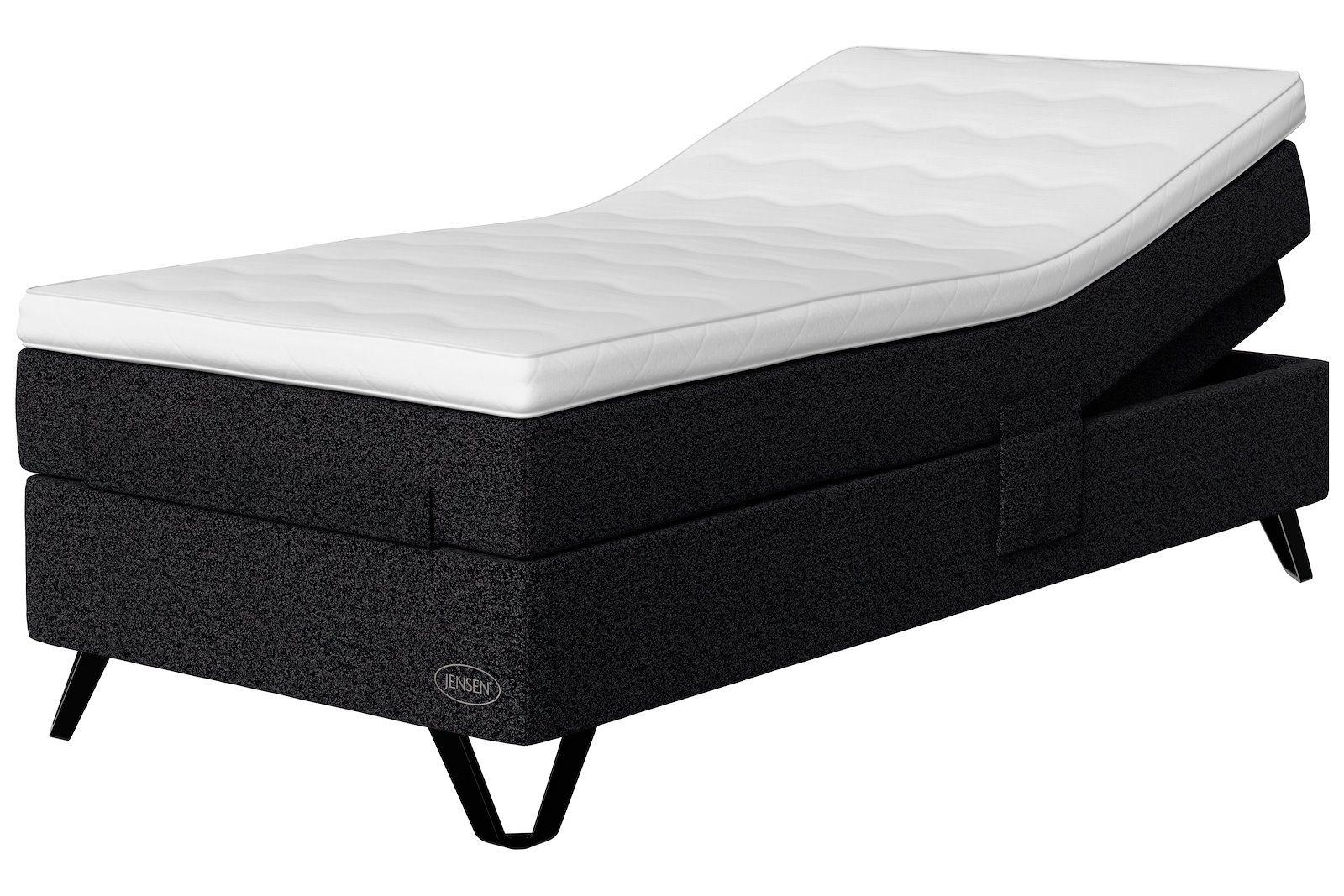 Opal Aqtive II regulerbar Tekstil 179 antrasitt,medium, sleep II overmadrass og Conic 14 cm sorte ben