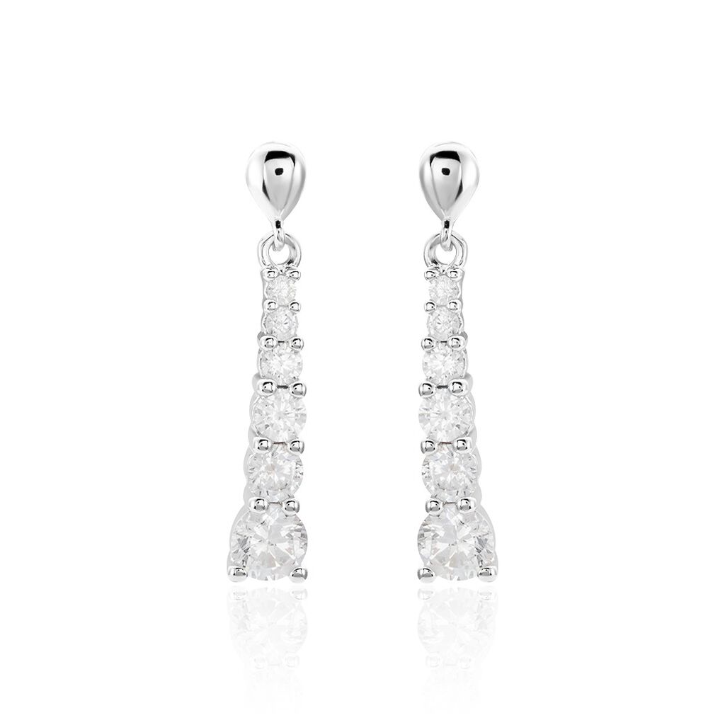 Boucles D'oreilles Pendantes Dervla Argent Rhodié Oxyde De Zirconium