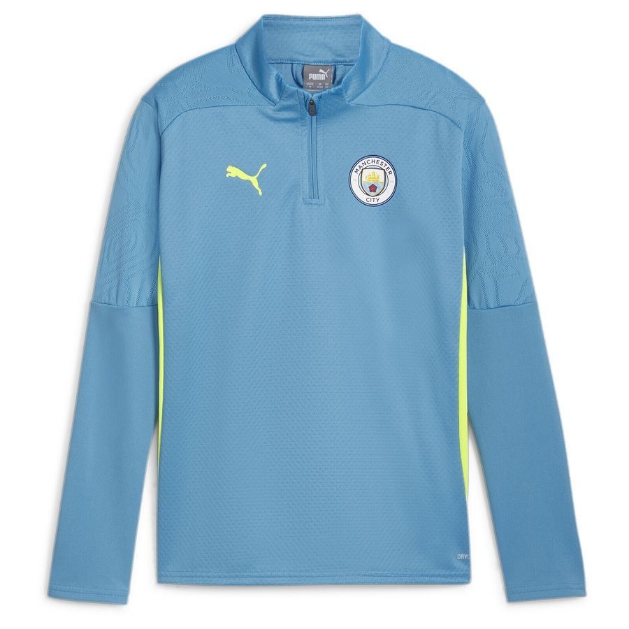 Manchester City Maillot d'Entraînement Fermeture Éclair 1/4 - Magic Blue/Jaune fluo Enfant