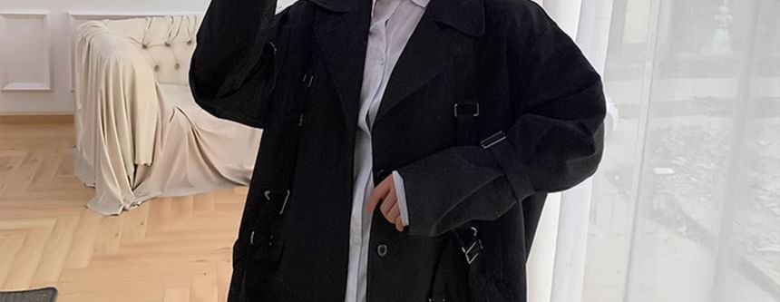 Bjorn - Trenchcoat met reverskraag, effen, knoopsluiting en lange mouwen
