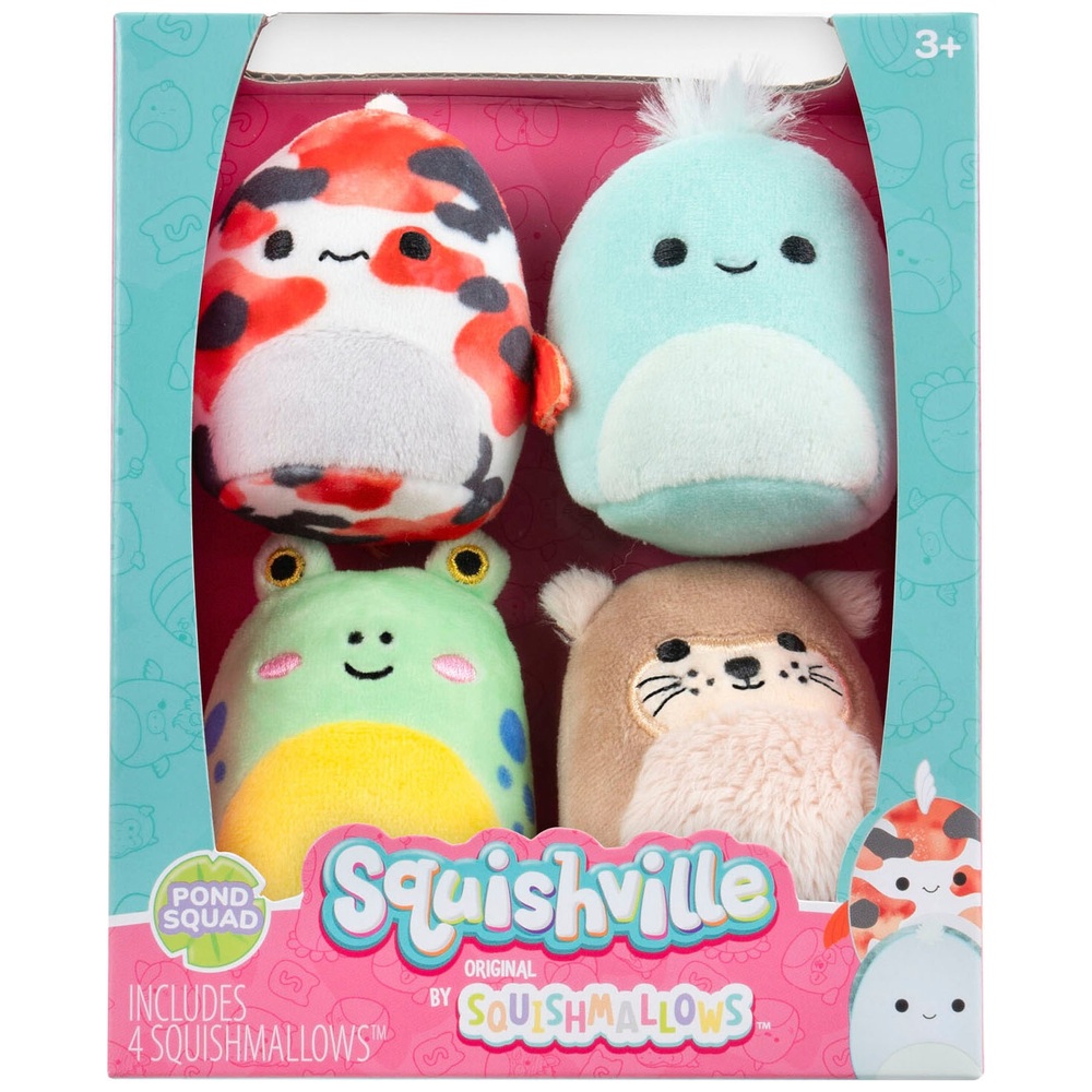 Squishville von Original Squishmallows, 5 cm Pond Squad Plüschtier, 4er-Pack
