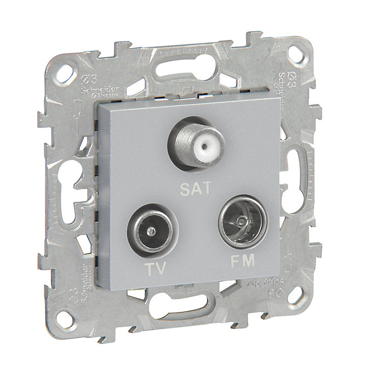 Mécanisme prise TV-FM-SAT Schneider Electric Unica Déco aluminium