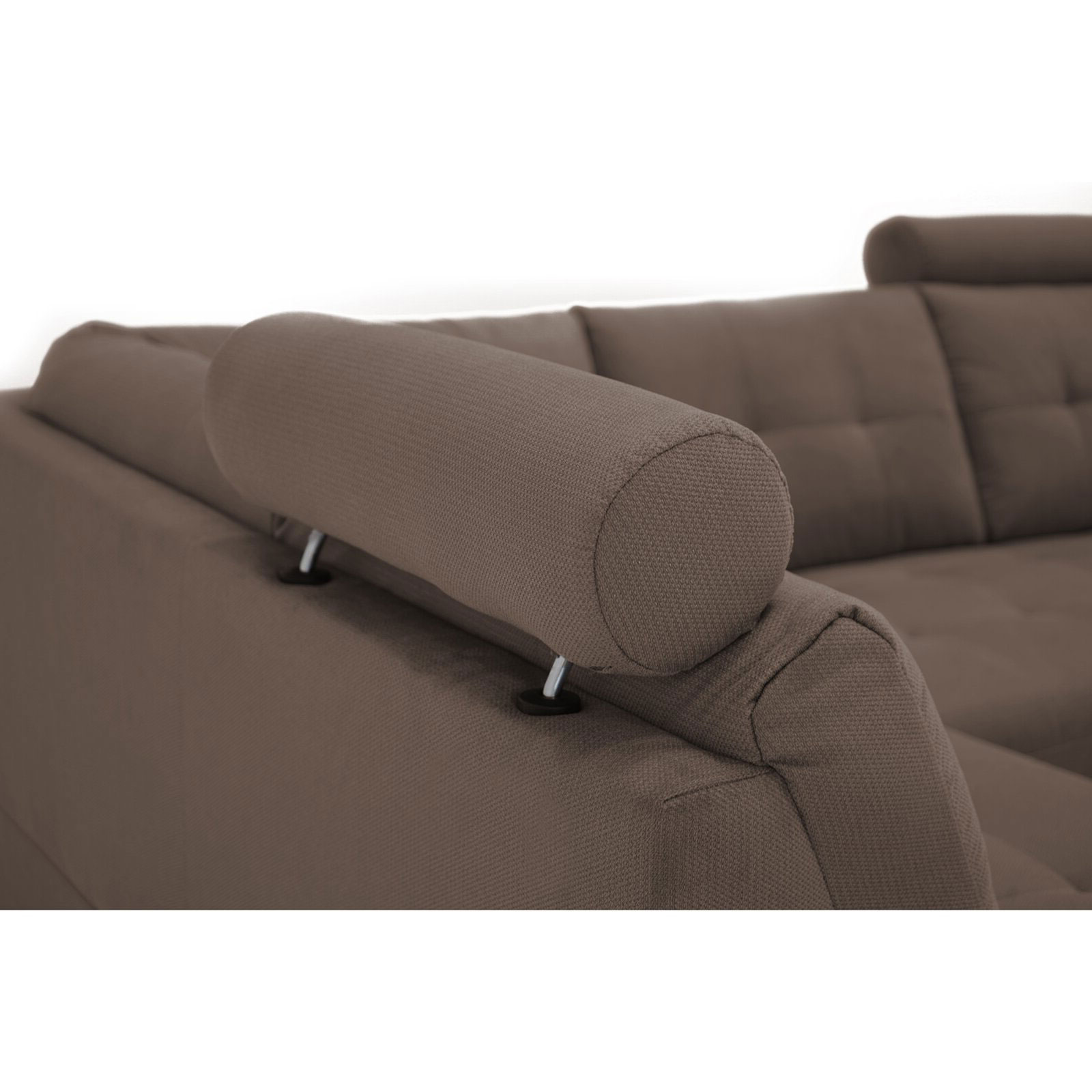 Ecksofa - braun - Webstoff - Liegefunktion - Staukasten links