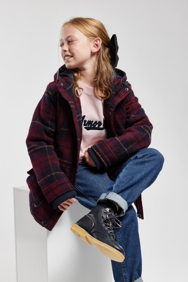 Duffle-coat à carreaux Kids - drap de laine