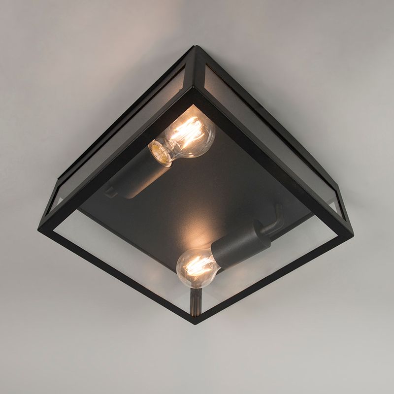 Industriële buiten plafondlamp zwart 2-lichts - Rotterdam