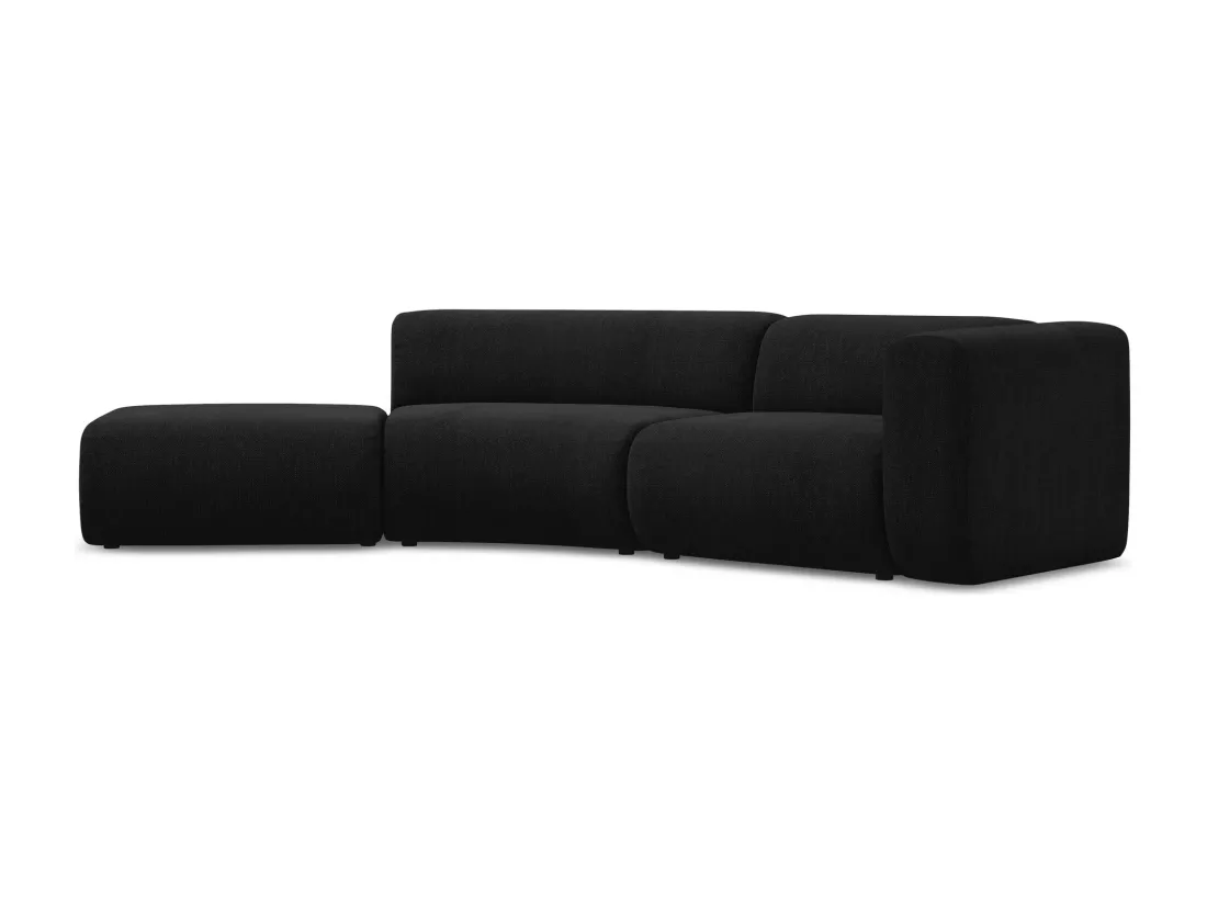Canapé modulable 4 places gauche en tissu chenille - noir - EKAHI