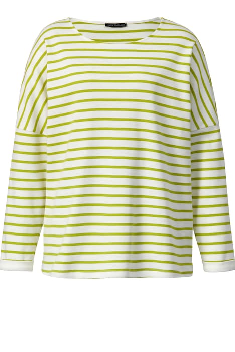 T-Shirt, oversized, Ringel, U-Boot-Ausschnitt, Langarm