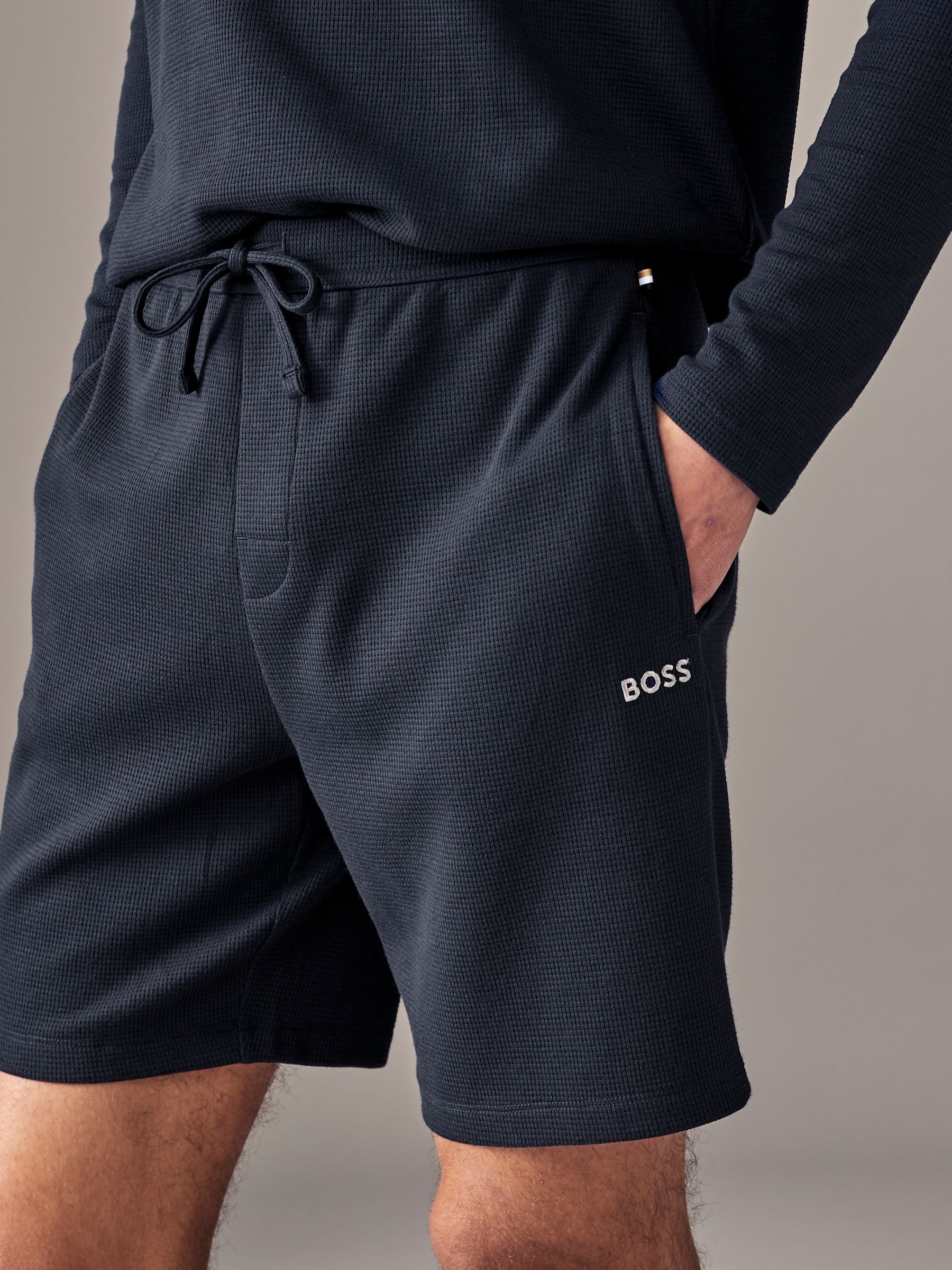 Donkerblauw - BOSS Waffle Shorts