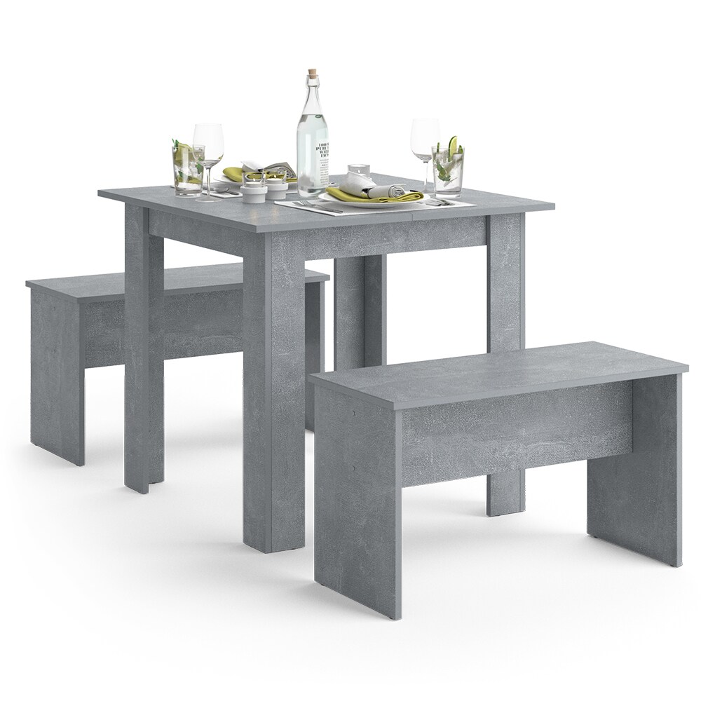 Vicco Tischgruppe Sitzgruppe Esszimmer Sentio Esstisch Sitzbank Beton 80 cm
