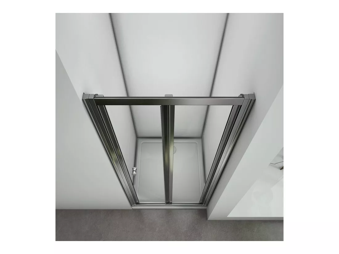 Porte de douche 80x185cm, porte de douche pliante en verre securit clair installation en niche