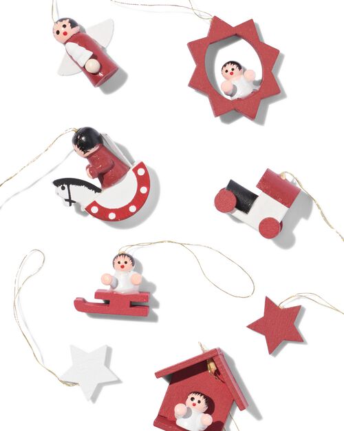 20 décorations de noël en bois rouge