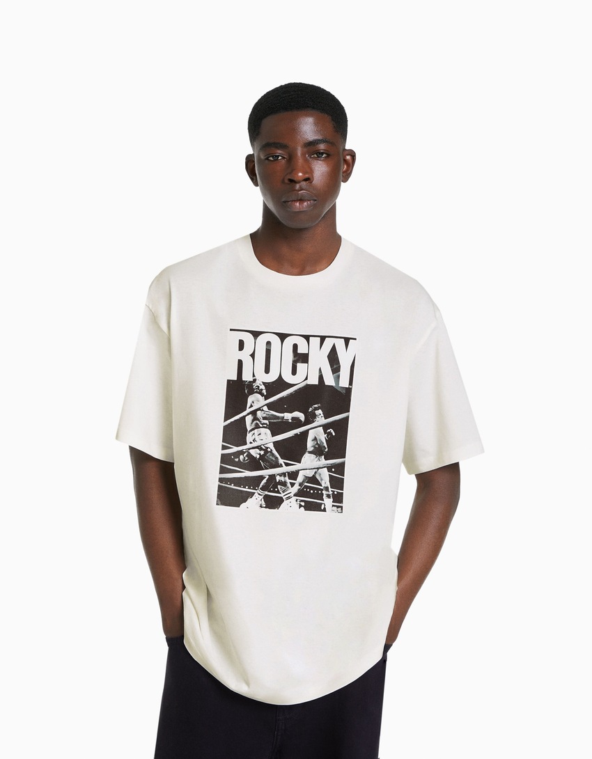 Camiseta Rocky de manga curta e corte reto