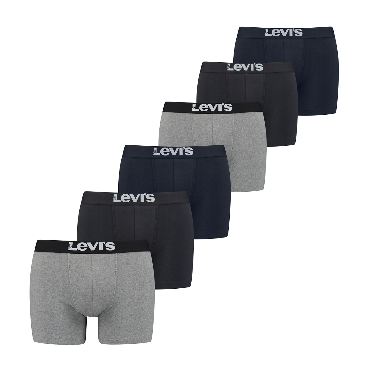 Conjunto de 6 cuecas boxer lisas de algodão da Levi's