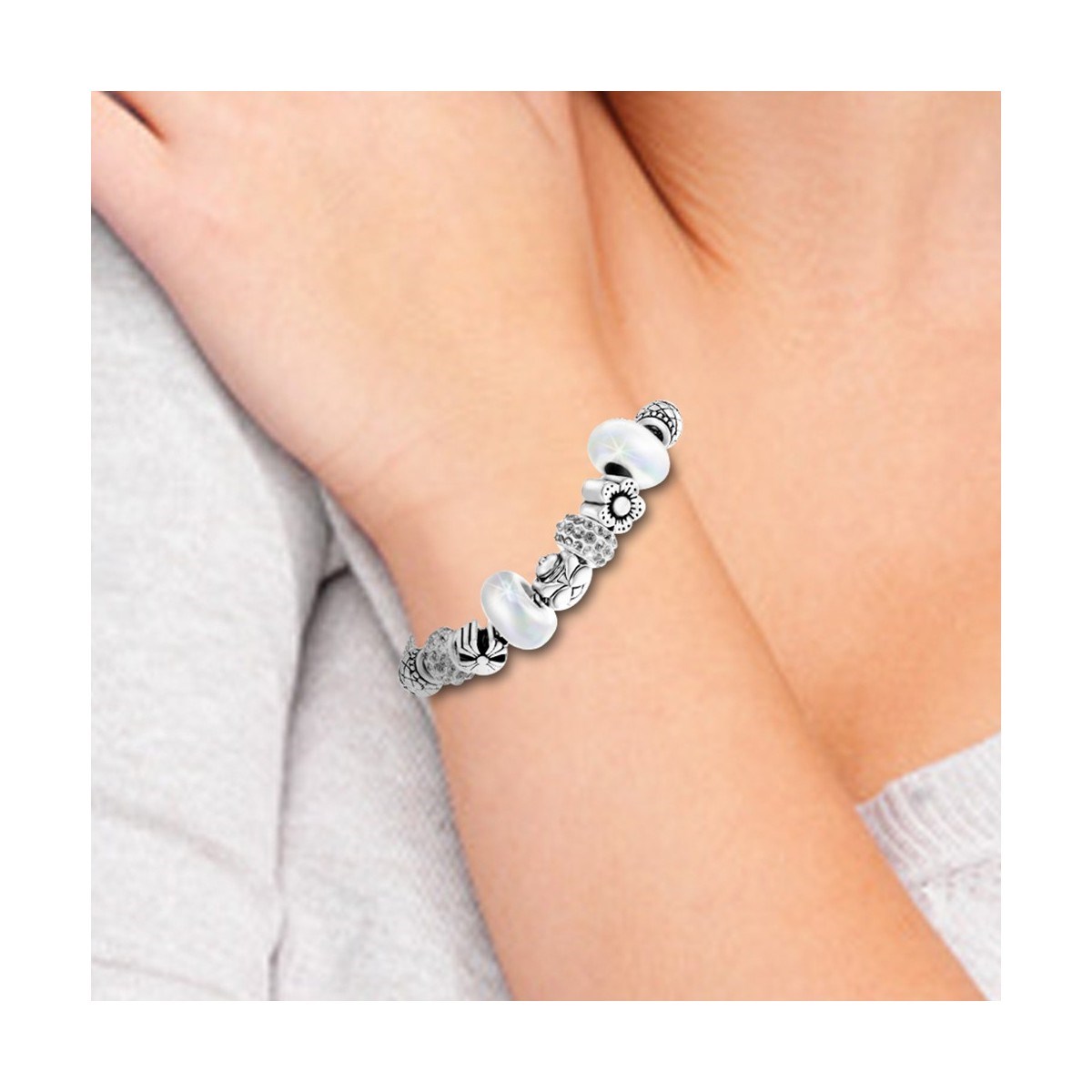 Bracelet perles SC Crystal orné de Cristaux scintillants