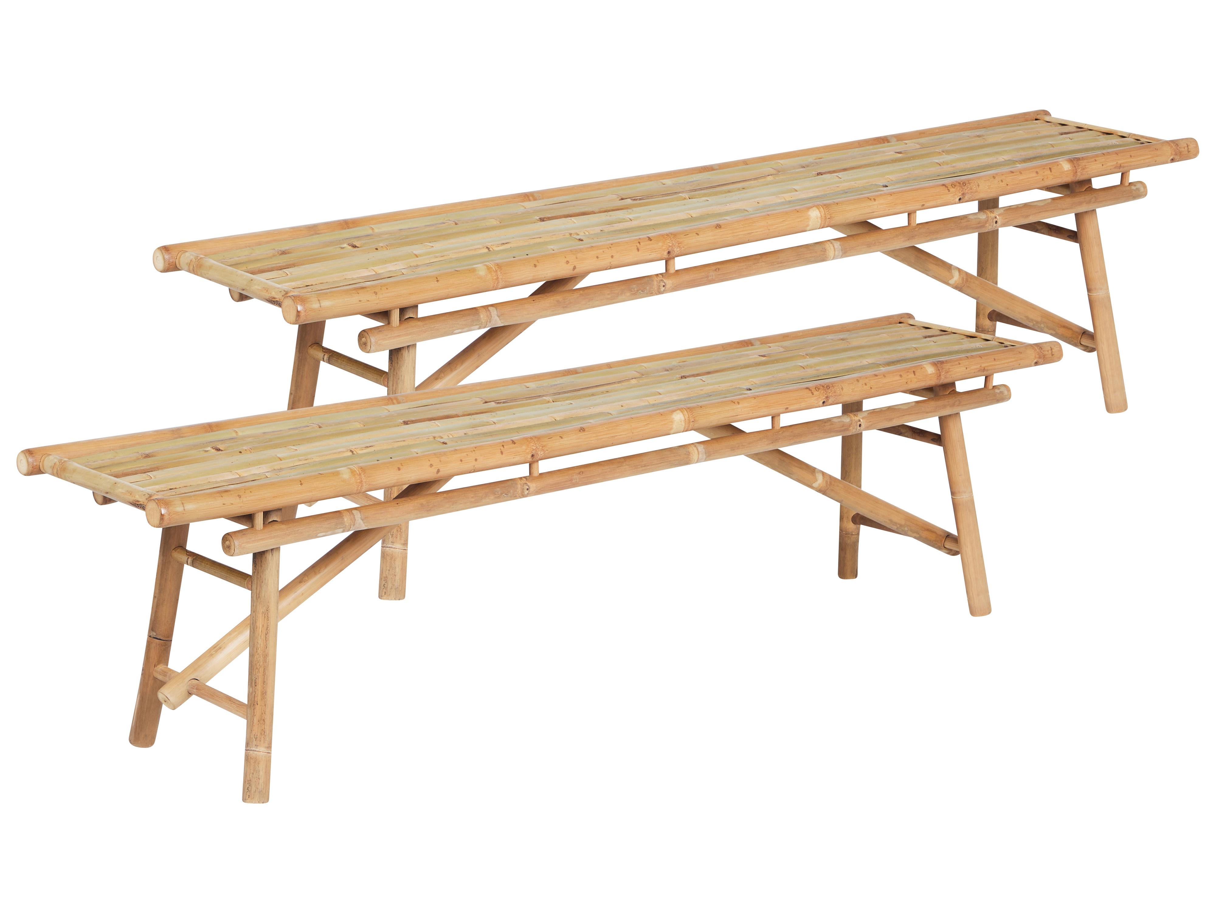 Set van 2 tuinbanken TINDARI 180 cm Bamboehout Lichtbruin