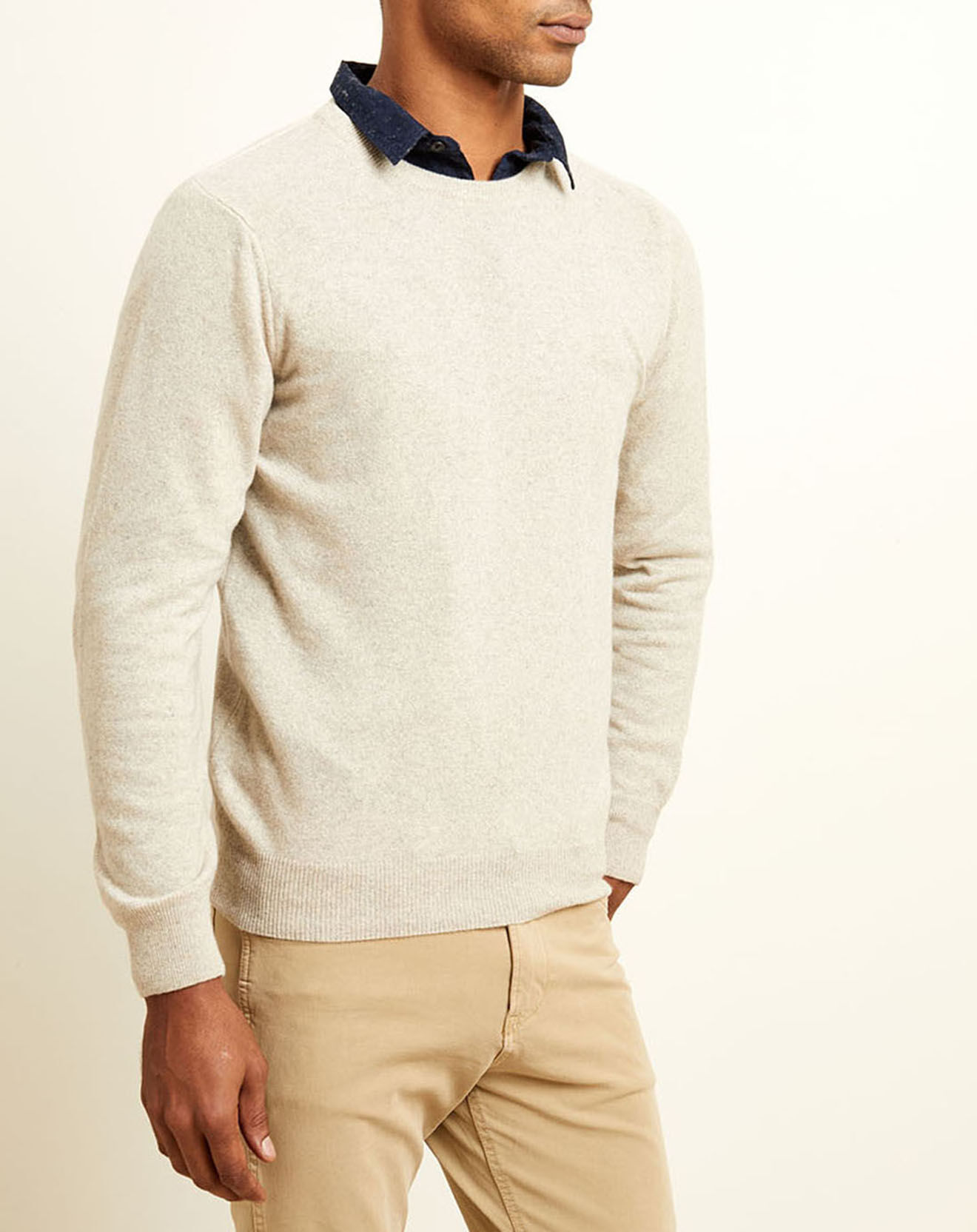 Uverny Pull 100% Cachemire col rond Olivier sable