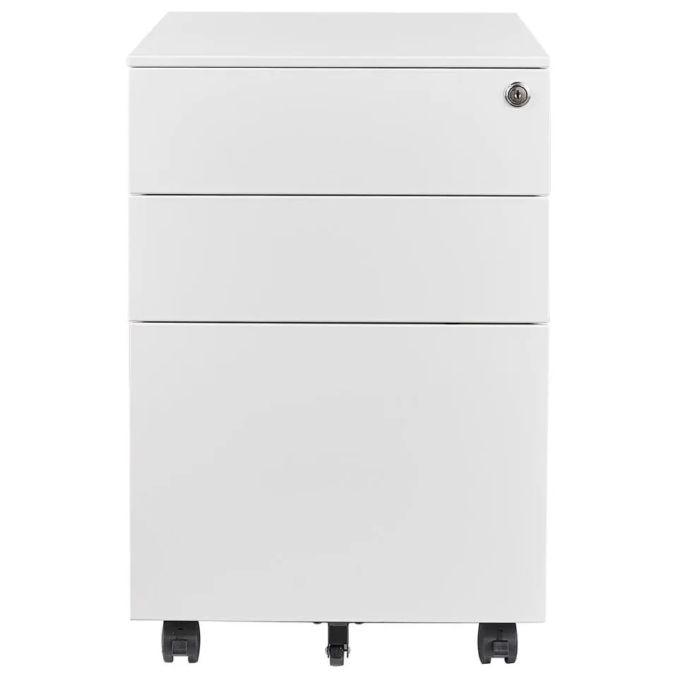Afsluitbaar ladeblok / bureaukast 39x60 cm - 3 lades - Wit