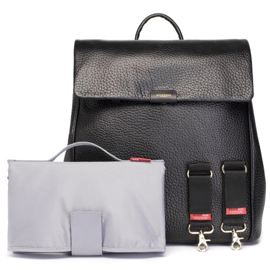 storksak Wickelrucksack St James Leather Black