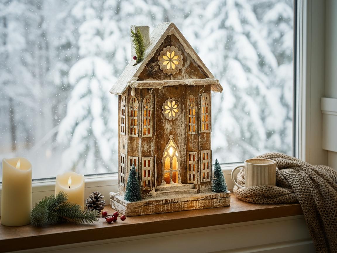 Kerstdecoratie LED UNARI Huis 50 cm Lichtbruin