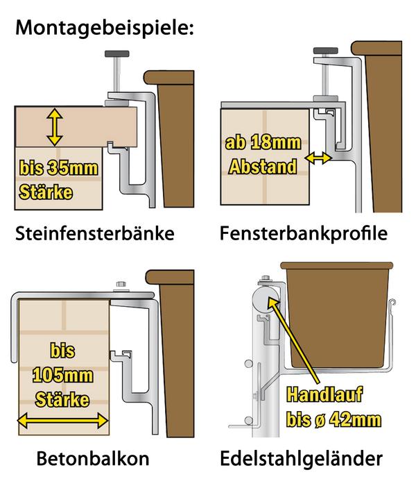 Dehner Universal-Blumenkastenhalter, Aluminium