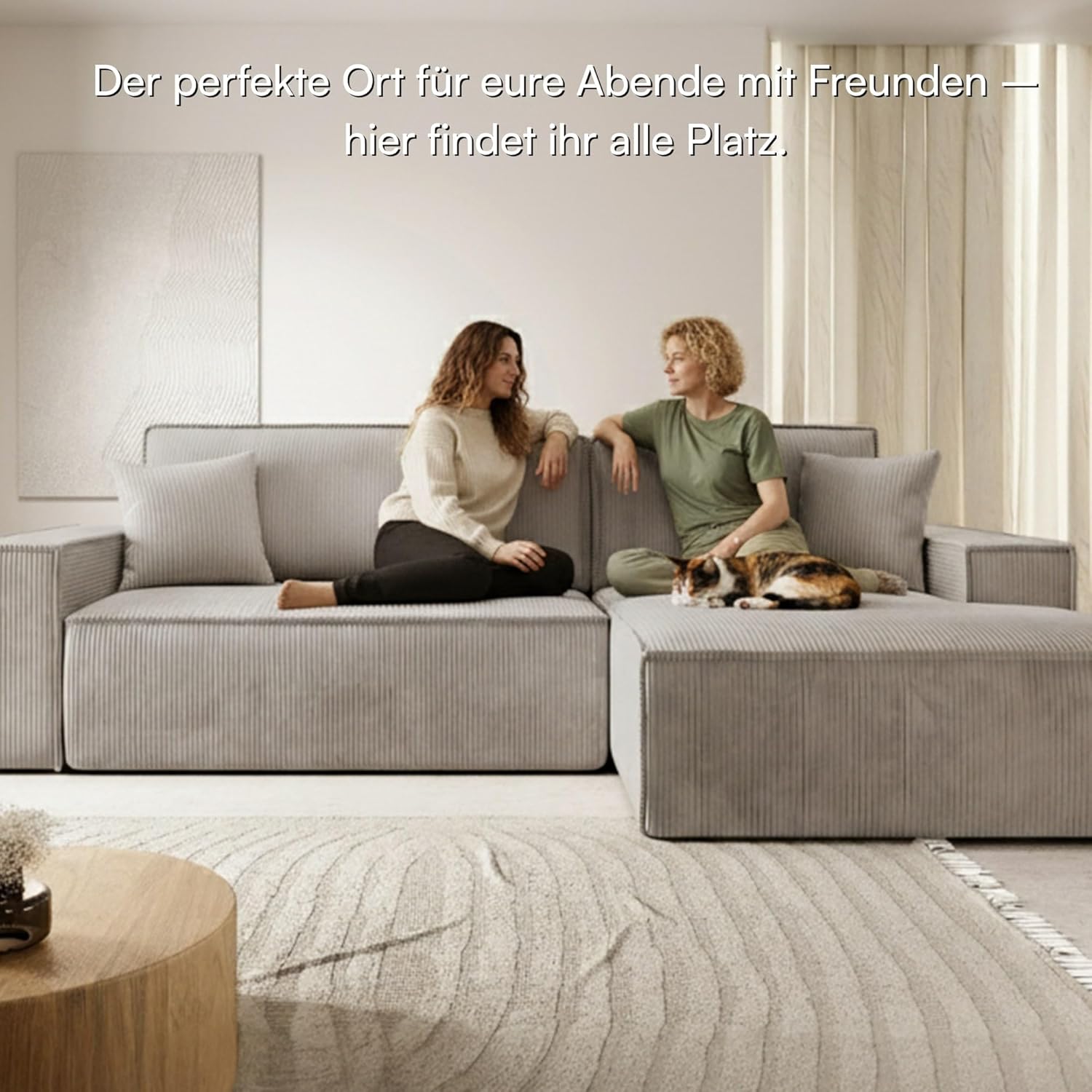 Selsey Sofa Ecksofa Eckcouch Schlafsofa Couch Mit Stauraum Schlaffunktion Pflegeleicht Polyurethanschaum L Form Rechts Farese Beige Cordoptik
