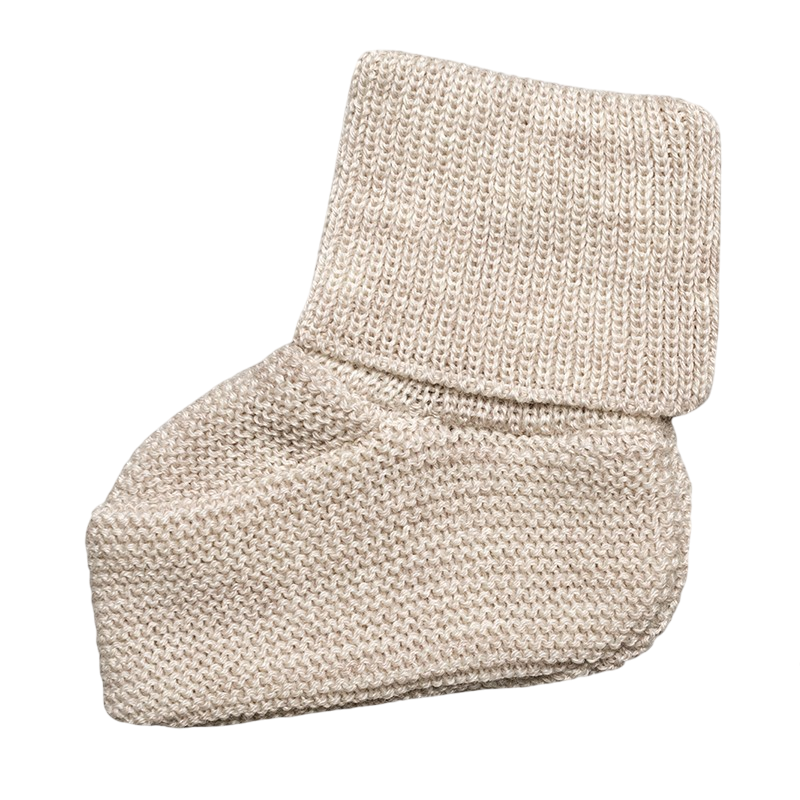 Babyschuhe Merinowolle beige-mélange