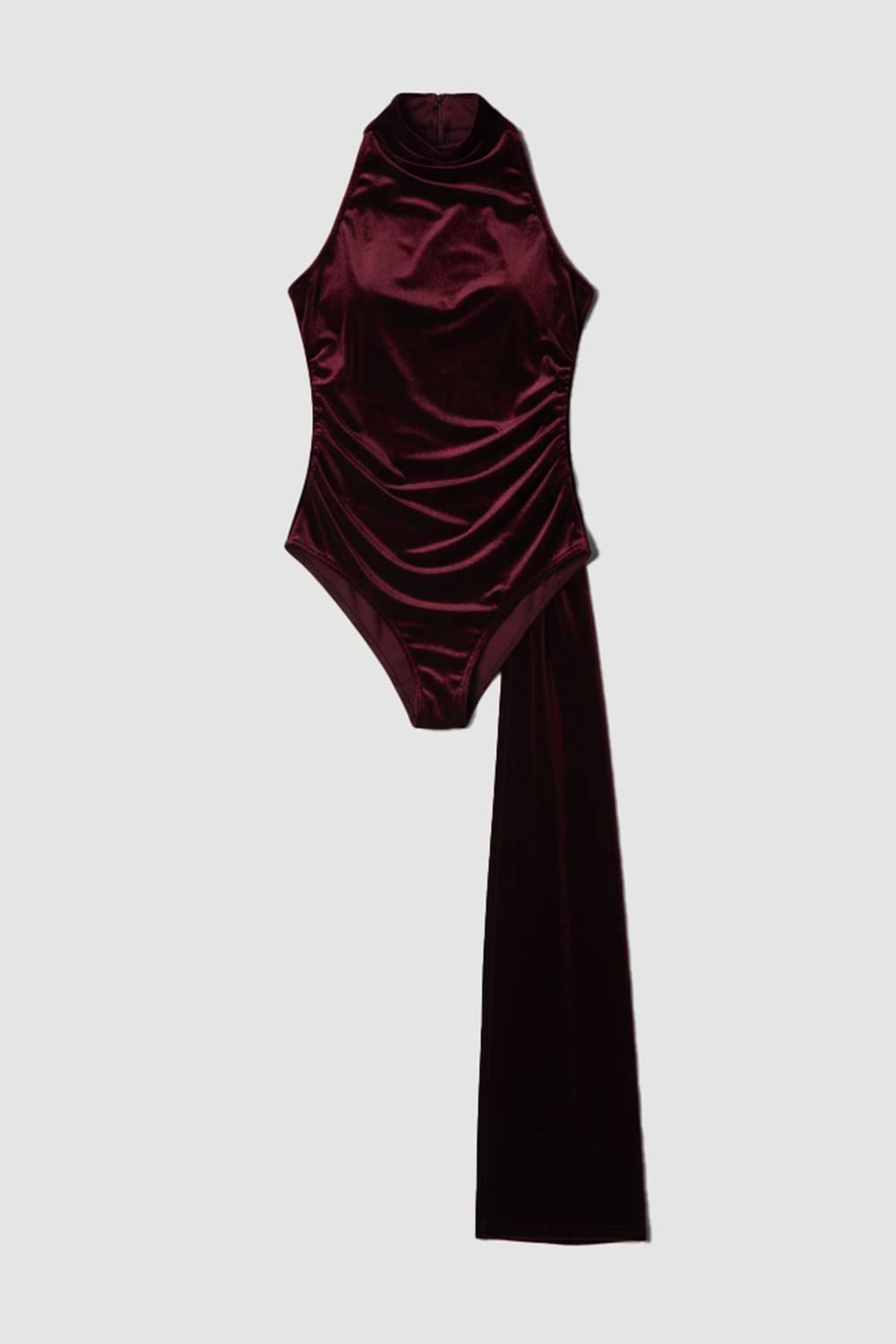 KarenMillen Body à Col Montant en Velours Stretch avec Détail Cape aux Épaules