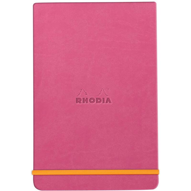 Rhodiarama Webnotepad rembordé rigide A5 192 pages ligné microperforé papier ivoire 90g fermeture élastique - Fuchsia