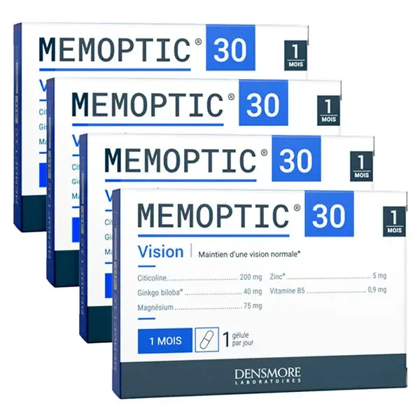 Curso de manutenção da visão e memória Densmore Mémoptic, com duração de 4 meses (pacote com 4 unidades de 1 mês cada).