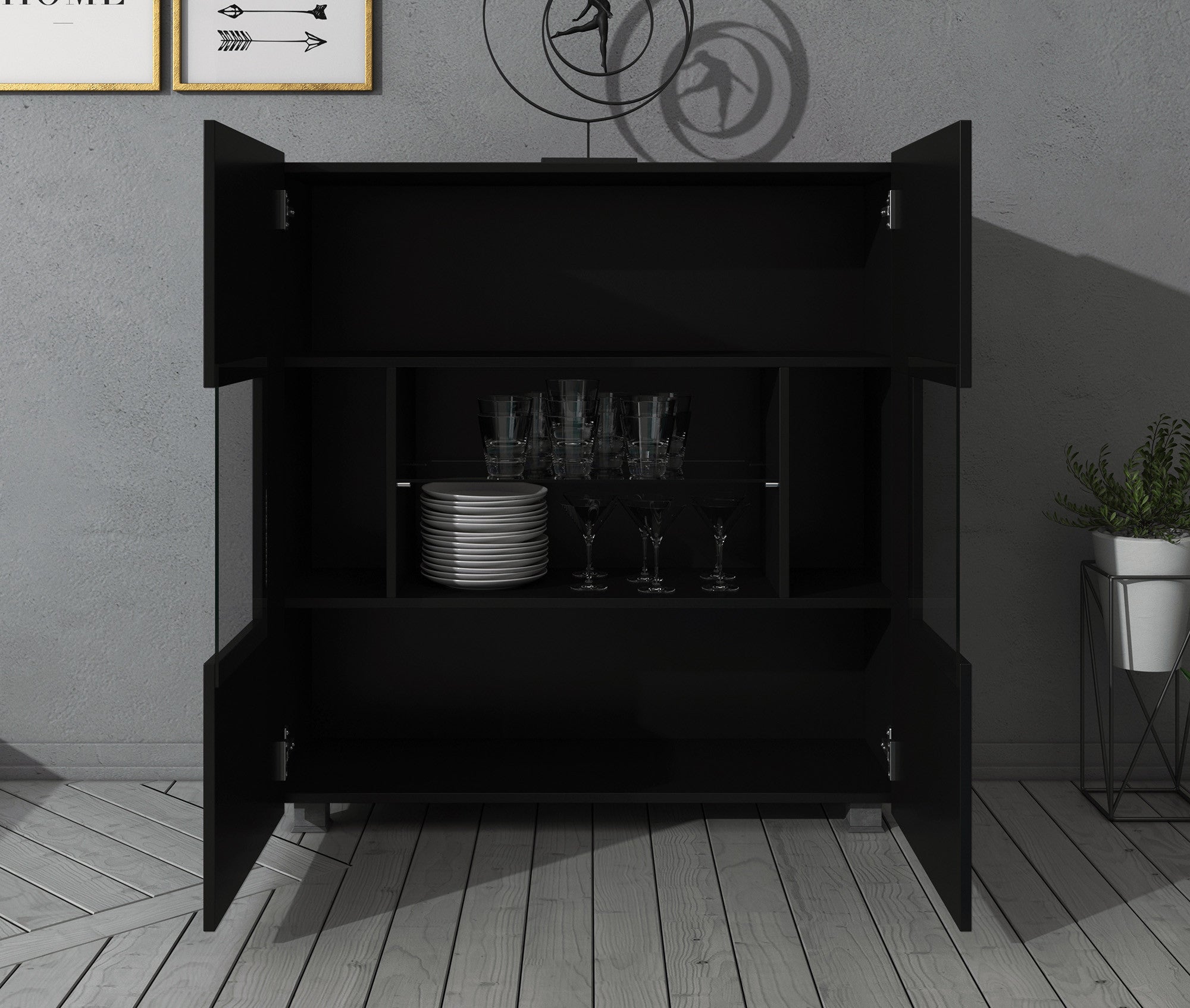 Calgary - Dressoir - Zwart - 100x35x107 cm