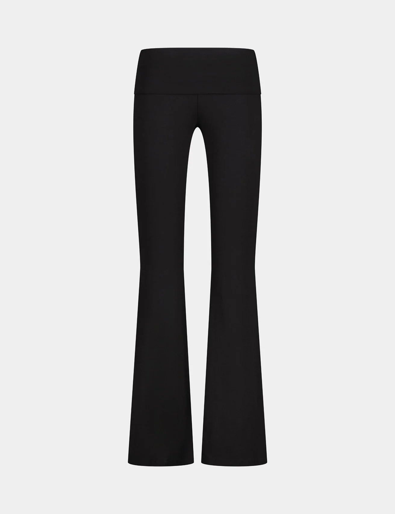 Pantalon évasé avec taille retroussée noir