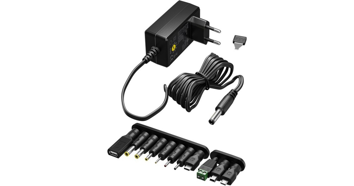 goobayUniversele voeding 3 V - 12 V, Max. 12 W voedingseenheid  (Zwart)