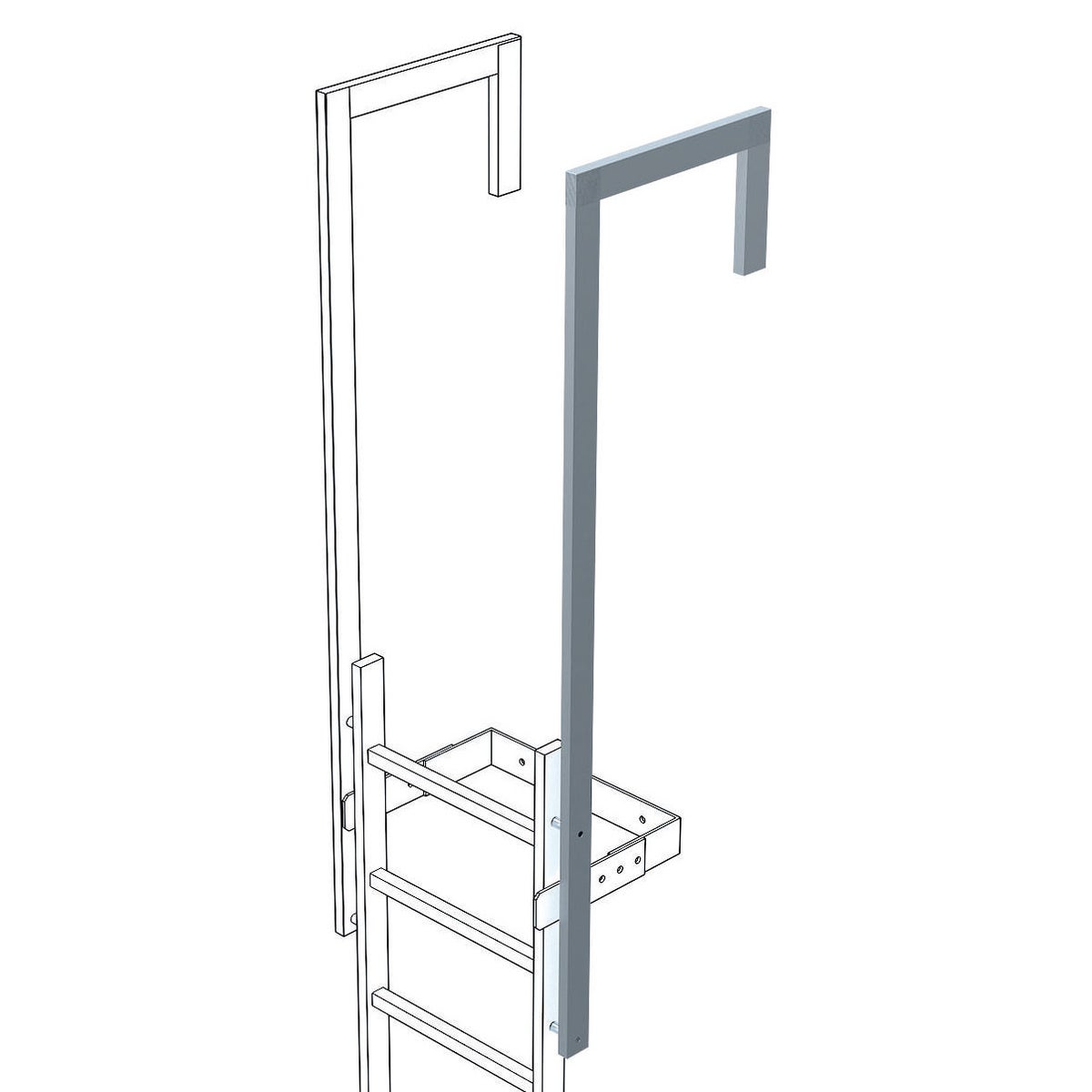 Zarges schuine uitstapboom, roestvrij staal, 60x25mm